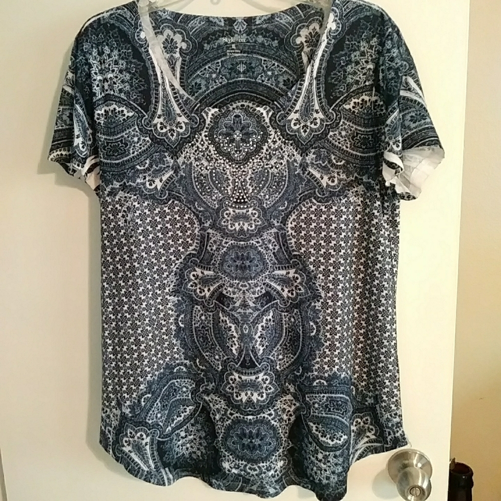 Style & Co. Blue and White Top